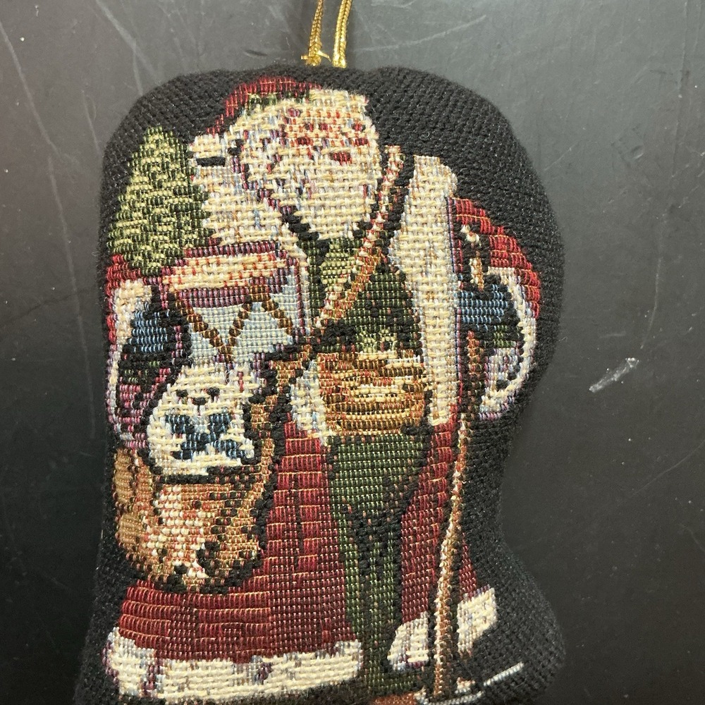 Christmas Ornament Handmade Santa Tapestry 5×4 Inch Multi- Color